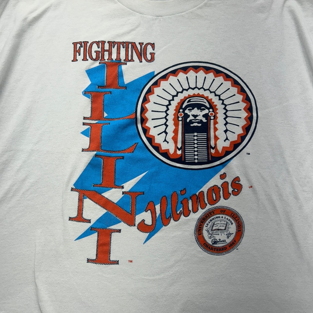 Vintage  Fighting Illini Shirt XXL Made in USA University of Illinois Tee Jays